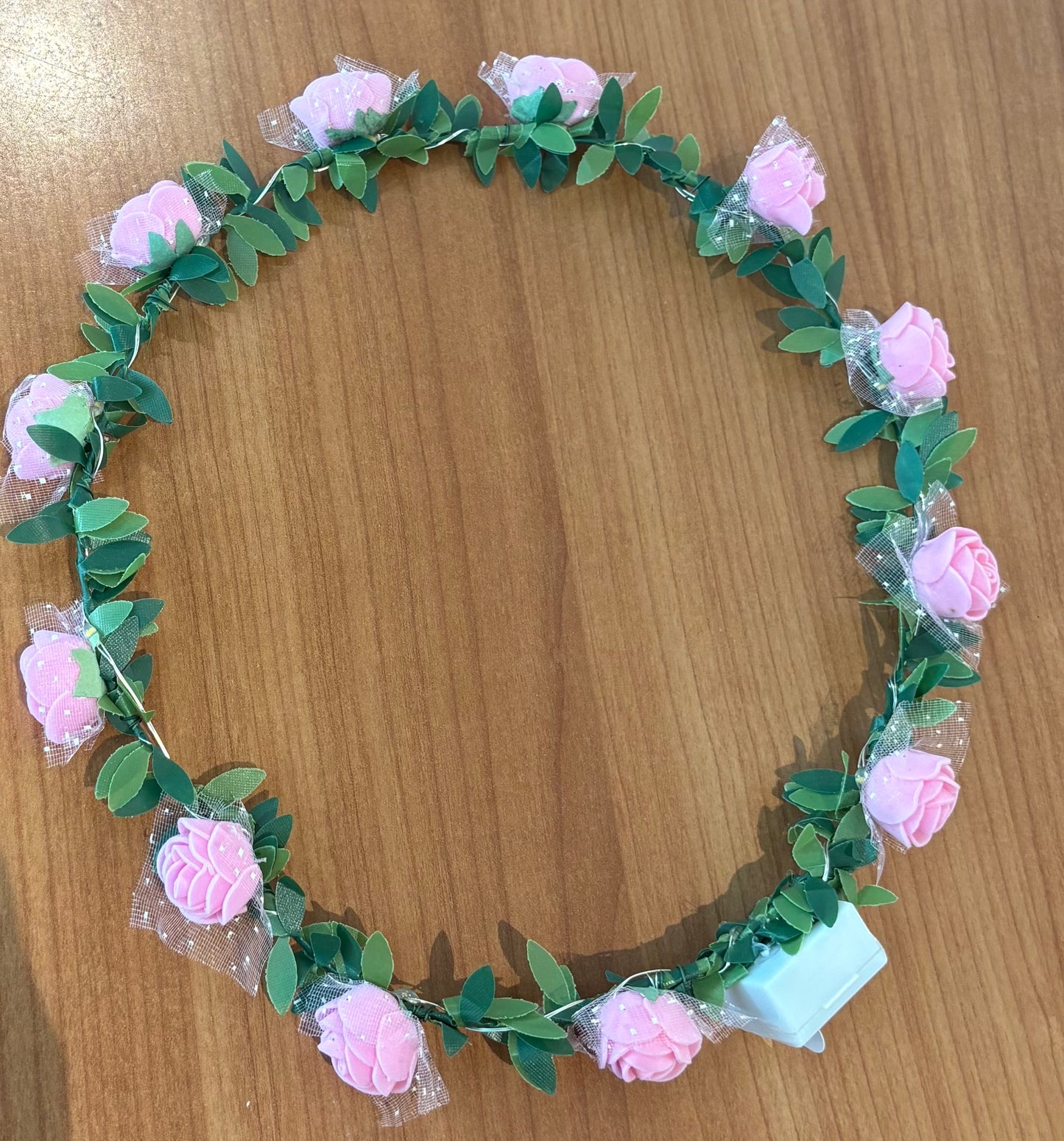 light up flower crown pink
