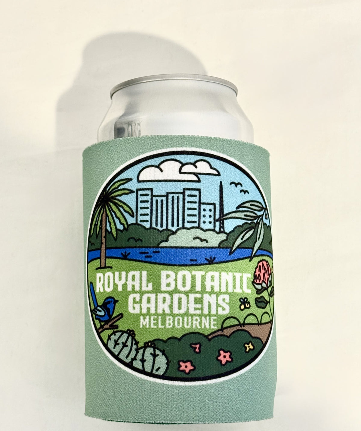 RBGV Stubby Holder Melbourne Scene - Sage