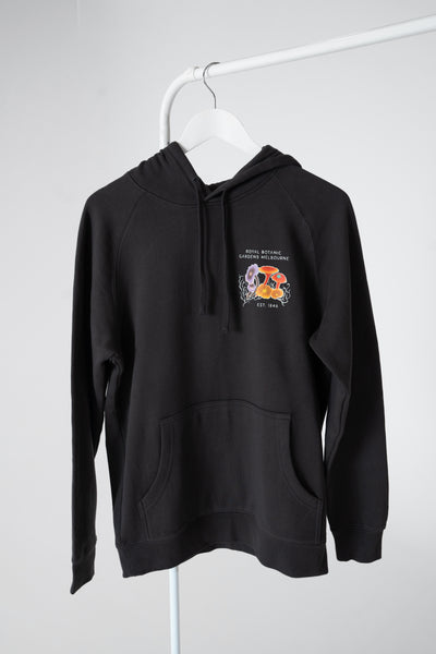 Long Sleeve Hoodie Mycelium- Washed Black