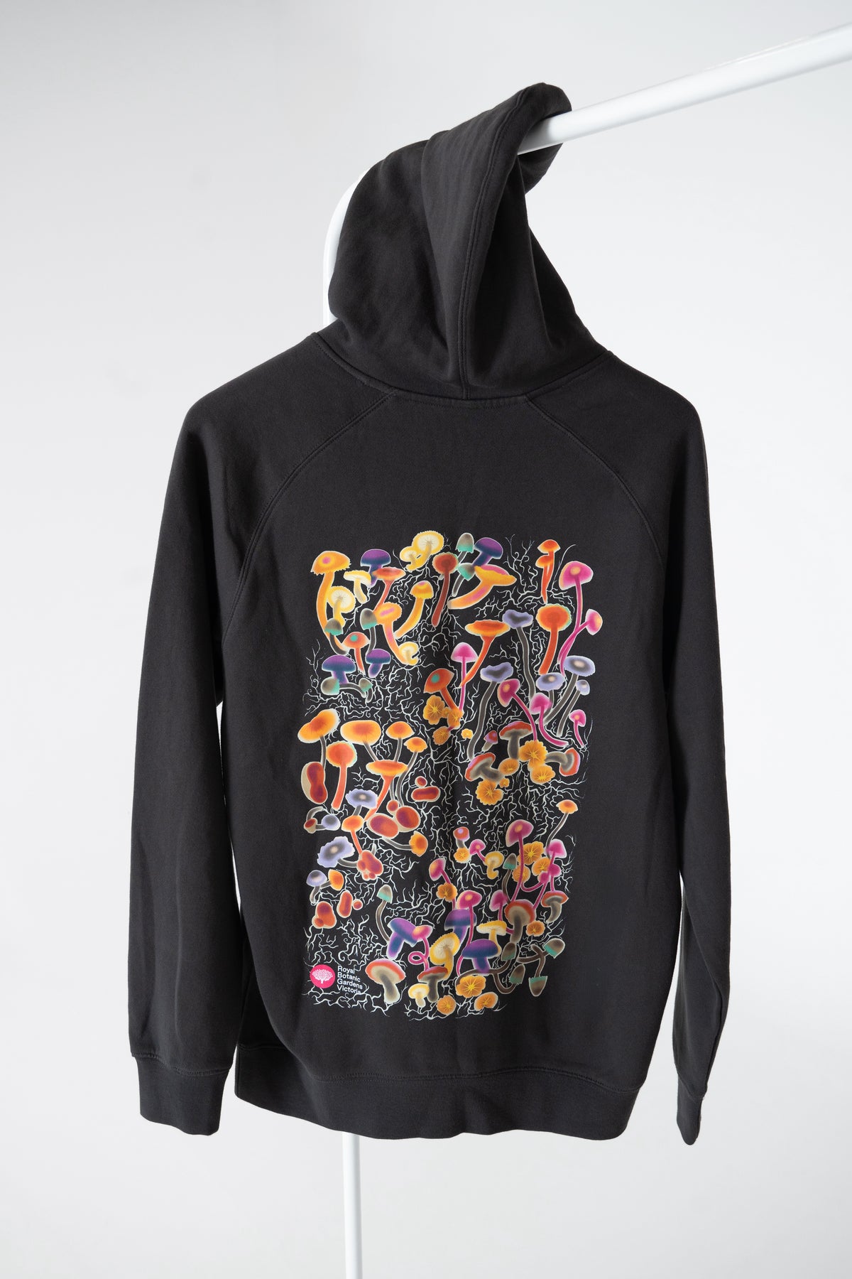 Long Sleeve Hoodie Mycelium- Washed Black