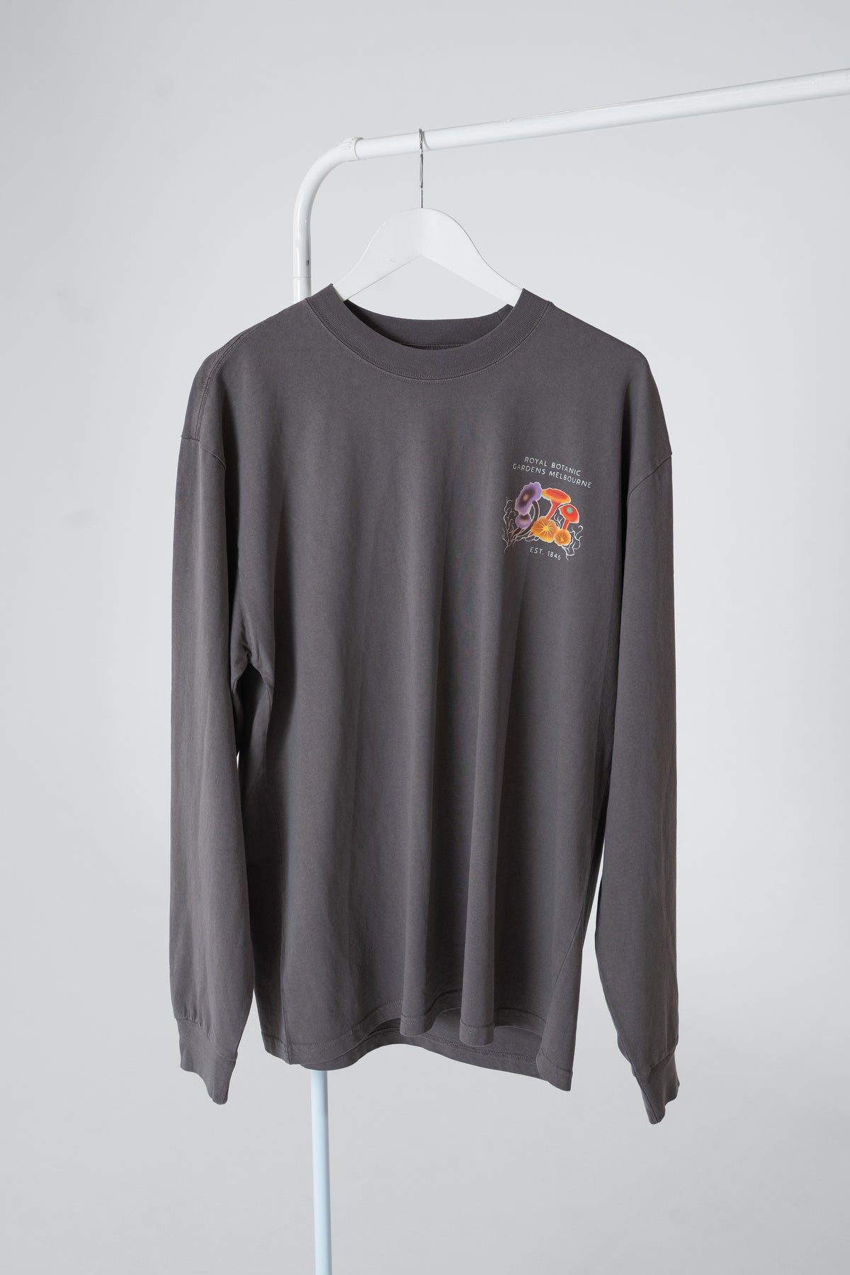 Long Sleeve Crew Neck Tee Mycelium - Faded Grey