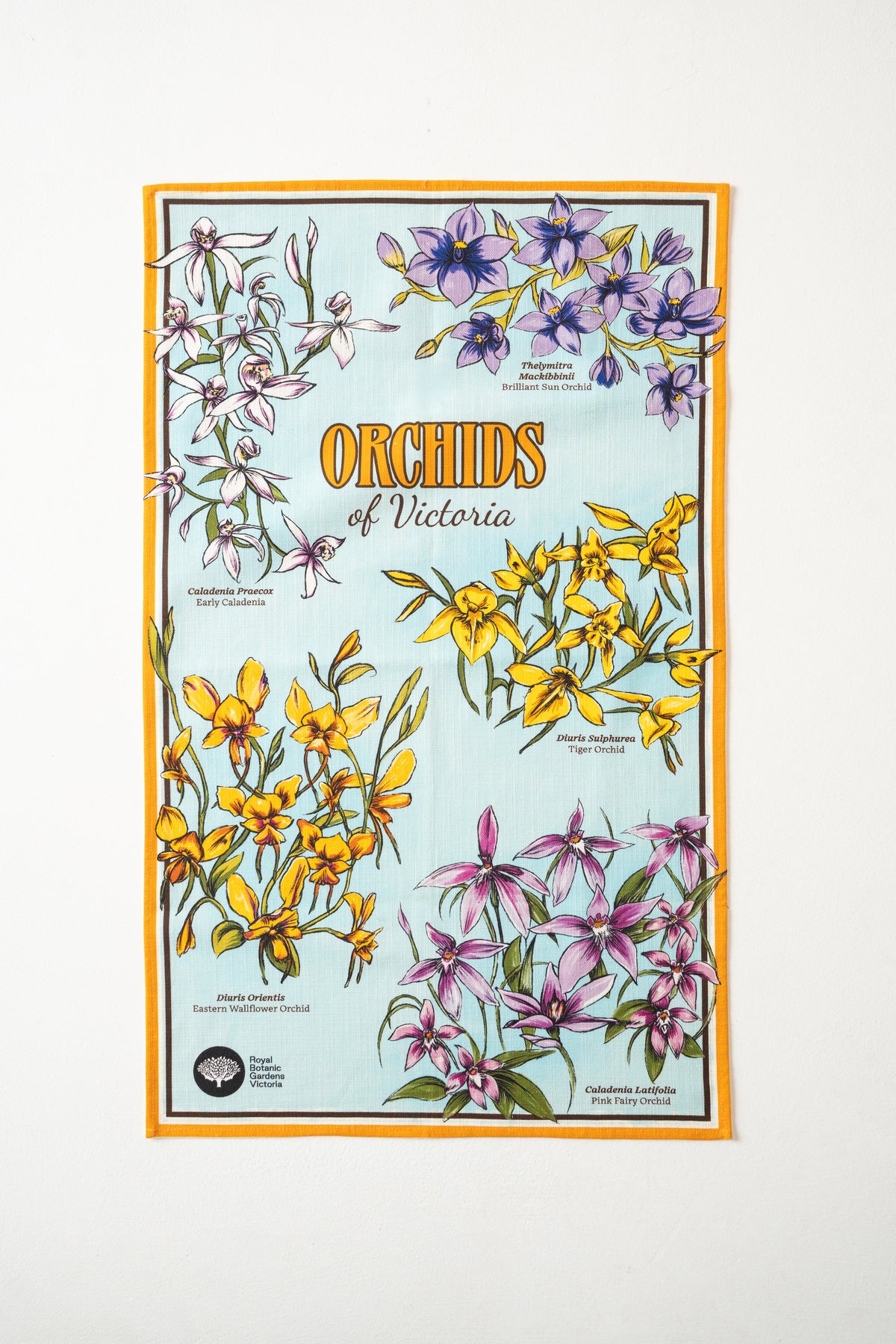 Australian Orchid Retro Tea Towel