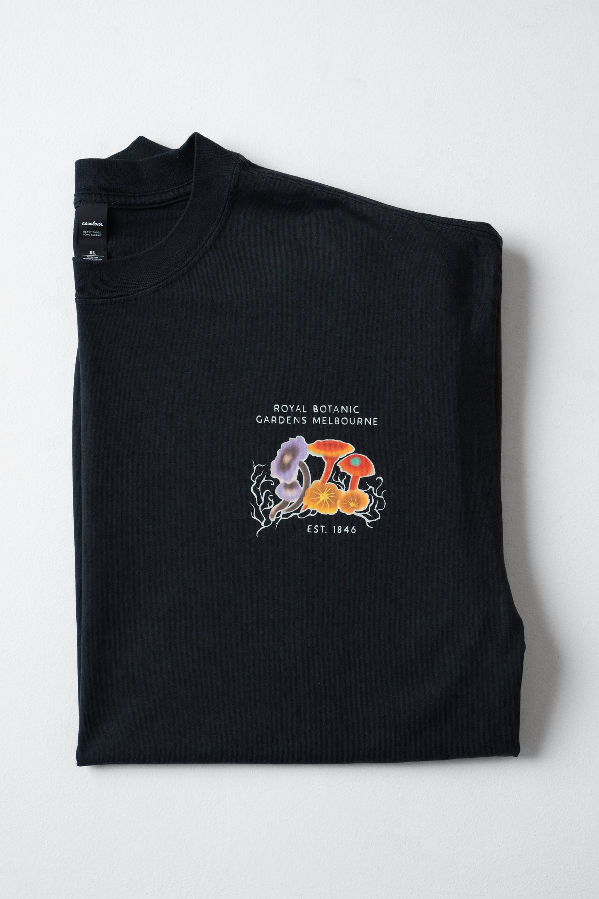 Long Sleeve Crew Neck Tee Mycelium - Black