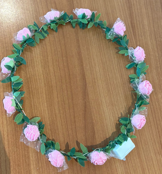 light up flower crown pink