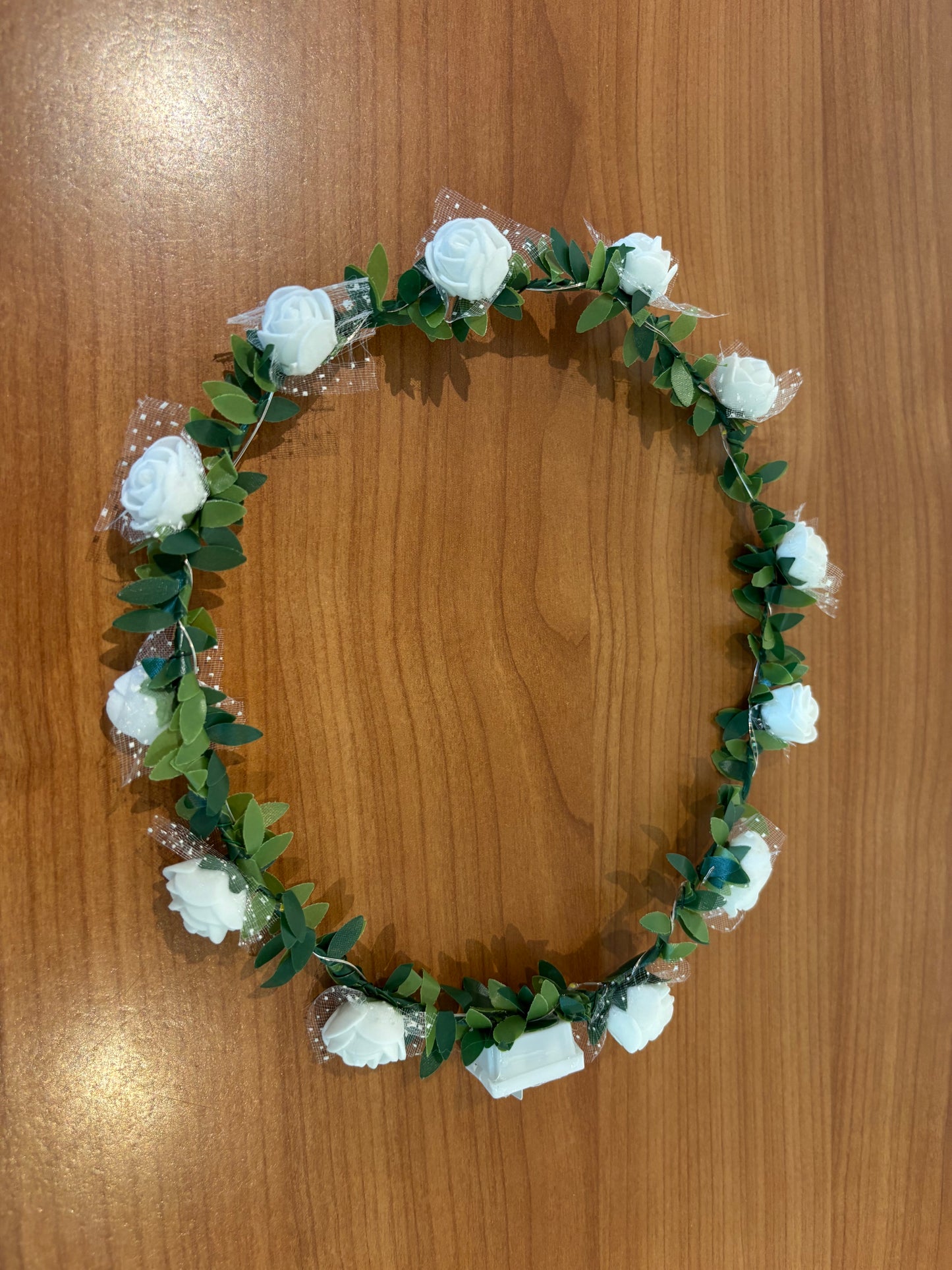 light up flower crown white