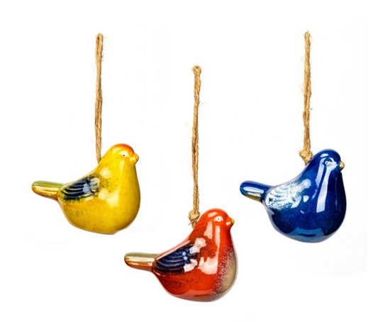 gard orn bird hanging ceramic 11cm alfresco gardenware 15594