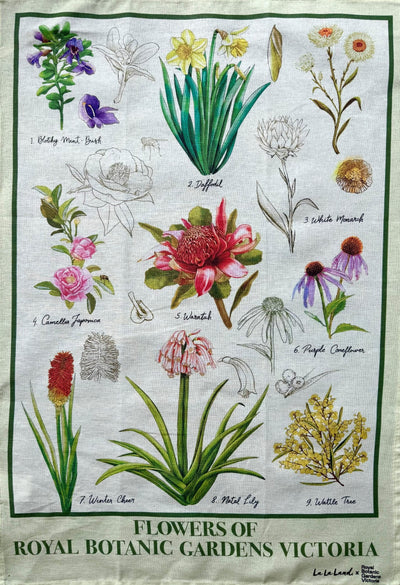 RBGV X La La Land Flowers of the Royal Botanic Gardens Tea Towel