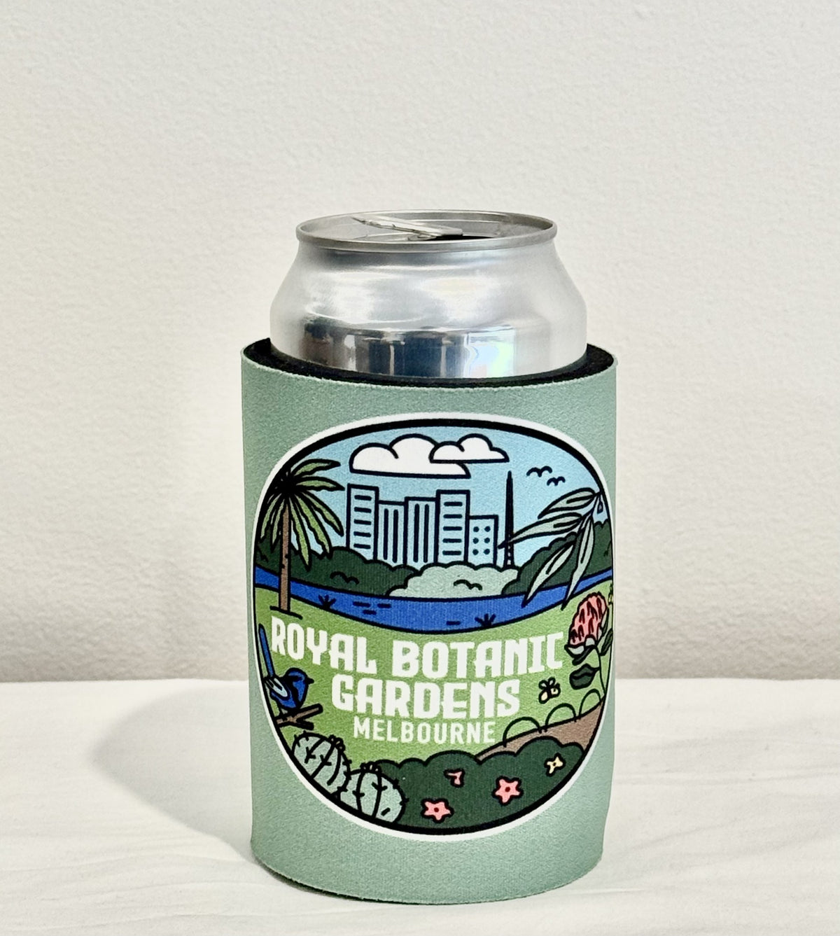 RBGV Stubby Holder Melbourne Scene - Sage